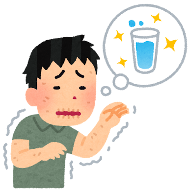のどが渇いた男性のイラスト
